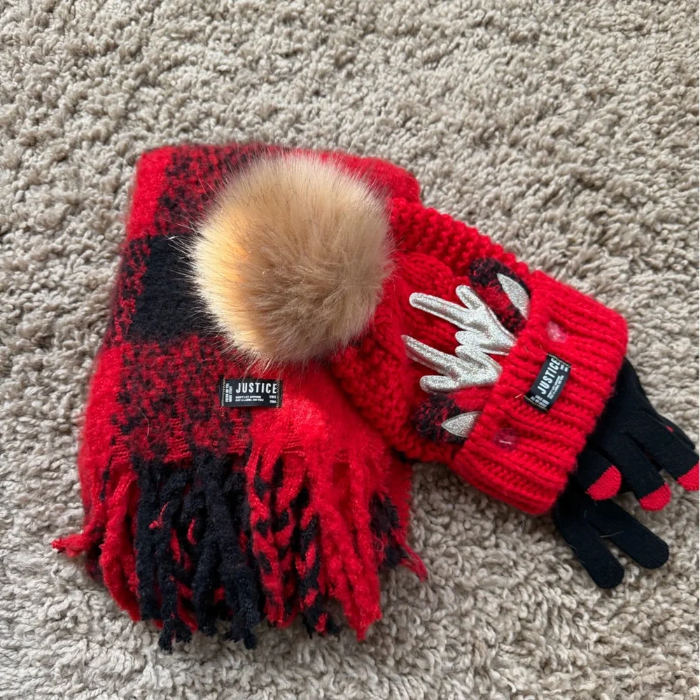 JUSTICE‎ Winter Hat + Scarf Set NWT ❄️✨